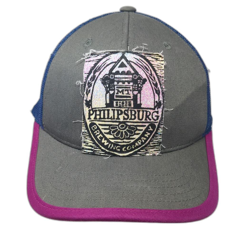 Recaps Philipsburg Brewing Company Trucker Hat Gray Blue Pink One Size Mesh
